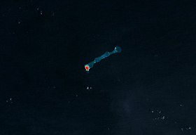 Image satellite de Jemo et sa crête sous marine.