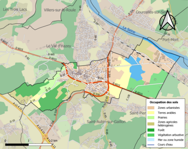 Carte en couleurs présentant l'occupation des sols.