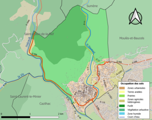 Carte en couleurs présentant l'occupation des sols.