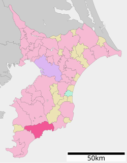 Kamogawan sijainti Chiban prefektuurissa