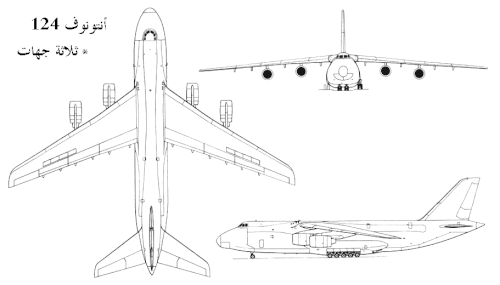 رسم من 3 جهات للطائرة أنتونوف أن-124.