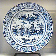 中式风格彩陶盘