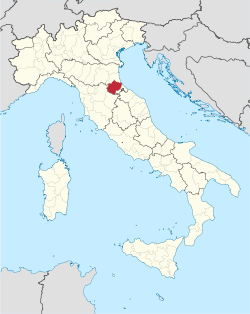 Map highlighting the location of the province of Forlì-Cesena in Italy