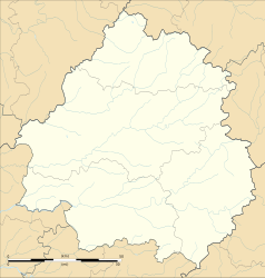 Mapa konturowa Dordogne, w centrum znajduje się punkt z opisem „Bourrou”