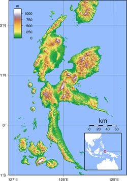 Topografiese kaart van Halmahera