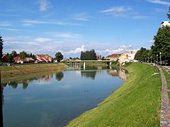 Blick auf Fluss Kupa in Karlovac