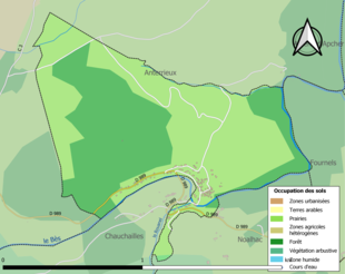 Carte en couleurs présentant l'occupation des sols.