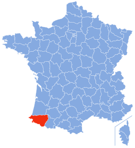 पिरेने-अतलांतिकचे फ्रान्स देशाच्या नकाशातील स्थान