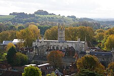 St Catherine's Hill seen above Winchester College Chapel