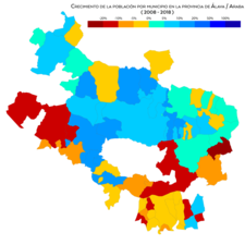 Crecimiento de la población por municipio (2008-2018)