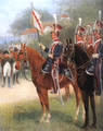 Napoleon w otoczeniu Szwadronu Elby, utworzonego z polskich ochotników z 1 Pułku Szwoleżerów-Lansjerów Gwardii Cesarskiej