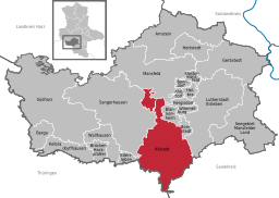 Läget för staden Allstedt i Landkreis Mansfeld-Südharz