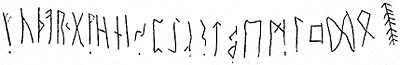 Alfabeto rúnico, na Pedra de Klyver, datada de 400