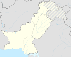 Mapa konturowa Pakistanu, u góry znajduje się punkt z opisem „Kohat”