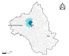 Salles-la-Source dans le canton du Vallon en 2020.