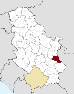 Location of the municipality of Knjaževac within Serbia