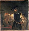 Aristoteles peinzend bij een borstbeeld van Homerus (1653) door Rembrandt van Rijn