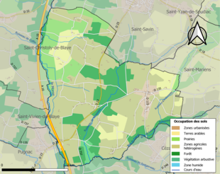 Carte en couleurs présentant l'occupation des sols.