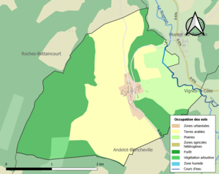 Carte en couleurs présentant l'occupation des sols.