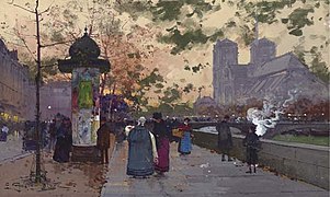 Quai de Montebello, Eugène Galien-Laloue (vers 1915 ?).