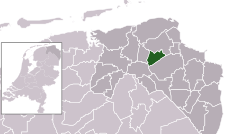 Highlighted position of Ten Boer in a municipal map of former Groningen