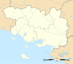 Mapa konturowa Morbihan, u góry nieco na lewo znajduje się punkt z opisem „Melrand”