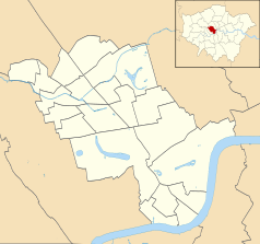 Mapa konturowa City of Westminster, blisko centrum po prawej na dole znajduje się punkt z opisem „Green Park”