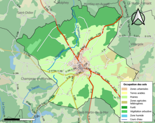 Carte en couleurs présentant l'occupation des sols.