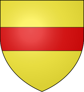 Blason de la famille Penhoët (« d'or,à la fasce de gueules »).