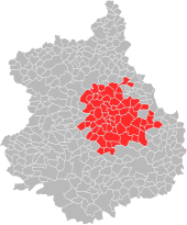 Carte de la communauté d'agglomération Chartres métropole dans le département d'Eure-et-Loir.