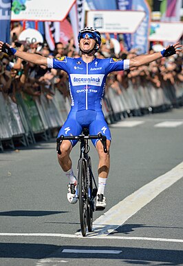 Mederecordhouder Remco Evenepoel bij zijn eerste zege in 2019.