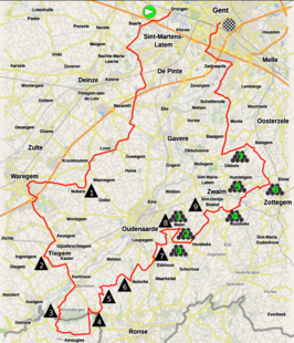 Routekaart van de Omloop Het Nieuwsblad 2017