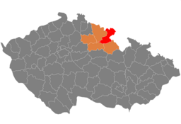 Situo de distrikto en Regiono Hradec Králové