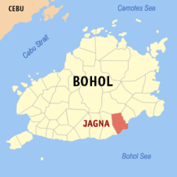 Mapa de Bohol con Jagna resaltado