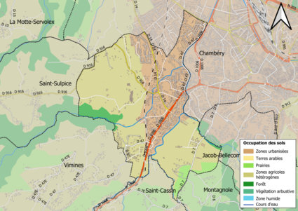 Carte en couleurs présentant l'occupation des sols.