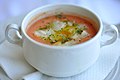 Gazpacho, a summer soup made of raw blended vegetables and served cold