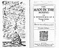 The Man in the Moone (1638) di Francis Godwin, frontespizio e copertina della prima edizione.