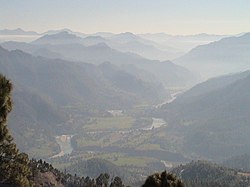 View of Kali river valley from Askot