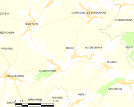 Mapa obce Ergny