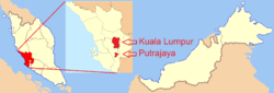 Localização de Putrajaia na Malásia