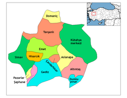 Location of Kütahya within Turkey.