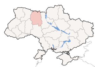 Karte der Ukraine mit Oblast Schytomyr