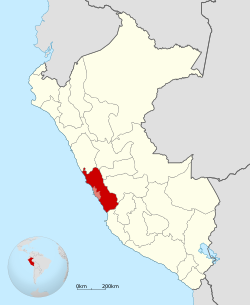 ペルー内のリマ県の位置
