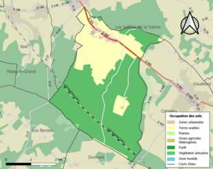 Carte en couleurs présentant l'occupation des sols.