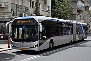 An articulated bus in Tel Aviv.