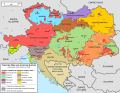 Répartition ethnique en Autriche-Hongrie (1910) et États proposés pour les États-Unis de Grande-Autriche (1906)