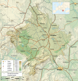 കൊസോവ് physical map