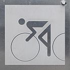A stick figure sign for cycling, by Otl Aicher, at the 1972 Munich Olympics