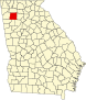 Harta statului Georgia indicând comitatul Bartow