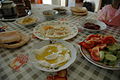 Palestinian breakfast (with pita, hummus & labaneh)